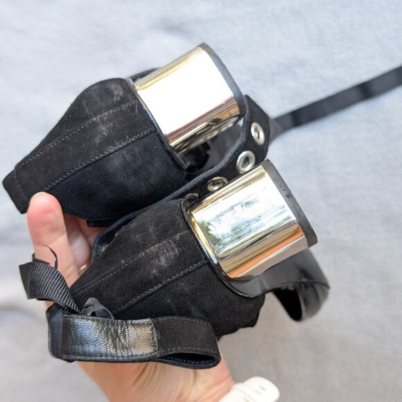 Robert Clergerie x Self-Portrait Black Patent Leather Block Heels Pumps, size 8 - Picture 3 of 6